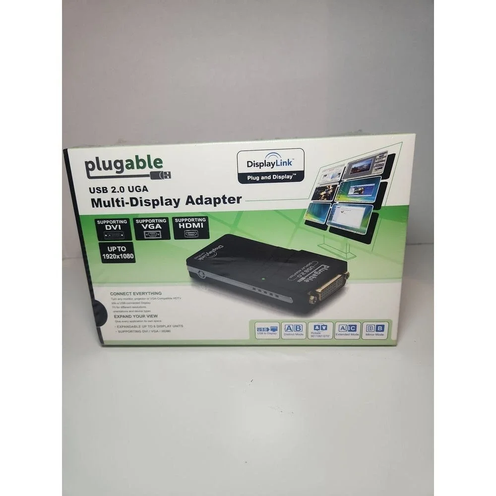 Plugable USB 2.0 Multi-Display Adapter ~ HDMI/DVI/VGA ~ NEW (Lot of 2)